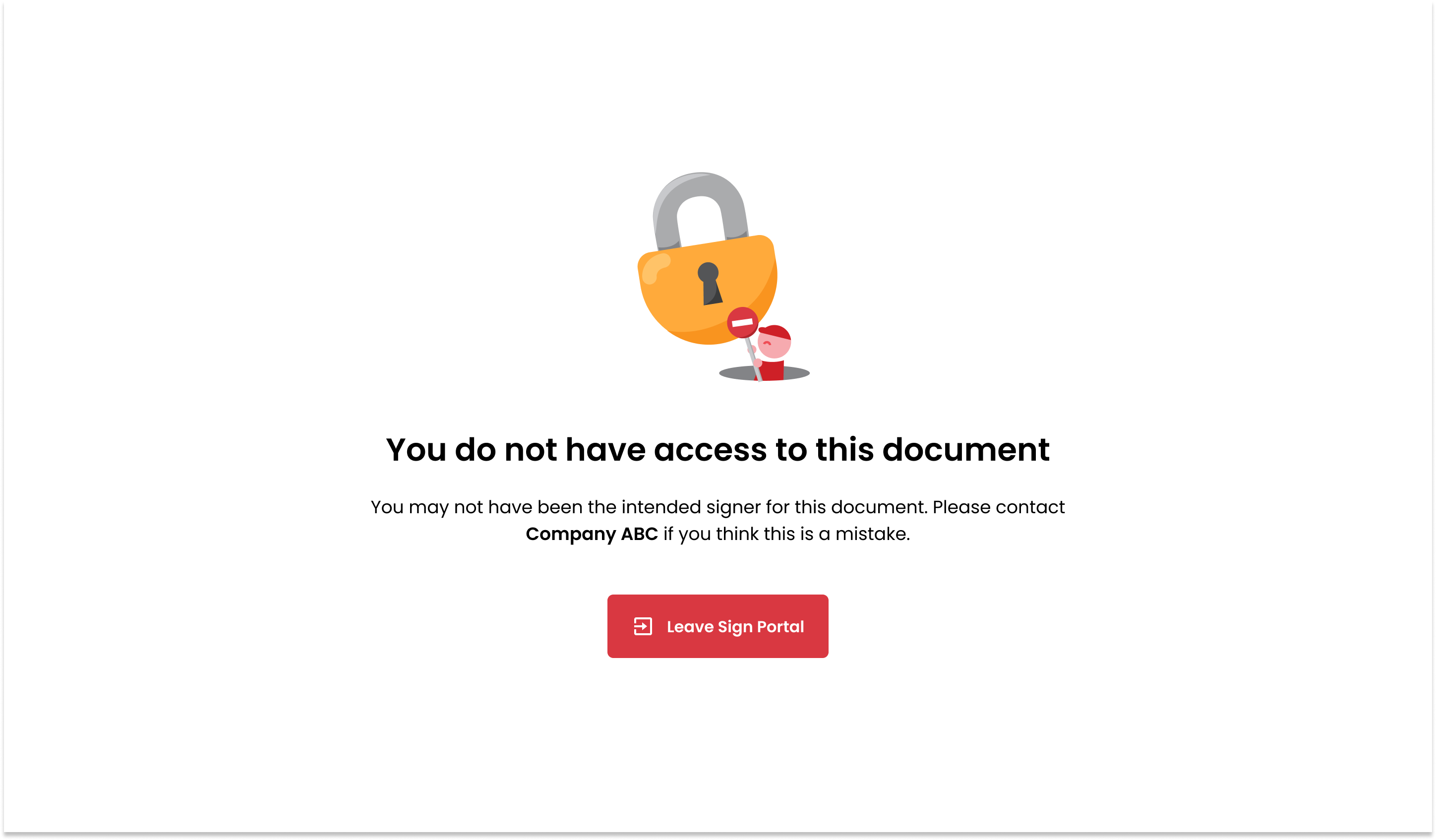 Error screen if the user is not the intended signer